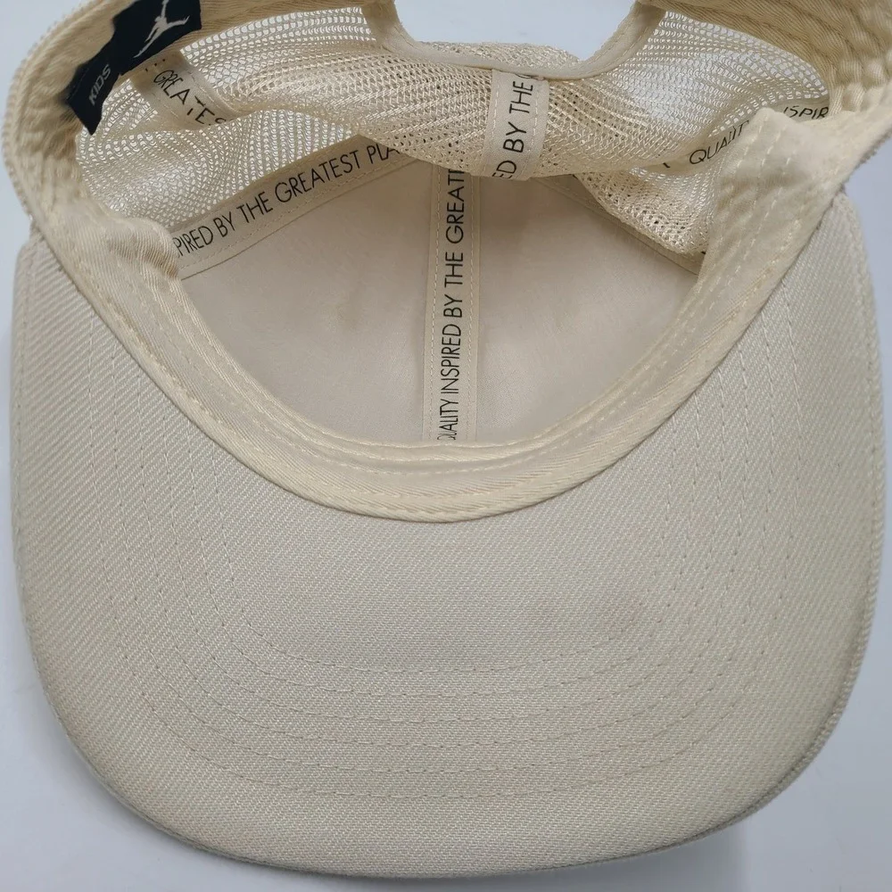 Kids Jordan Hat Snapback Trucker Mesh Beige Black Air Jumpman Metal Logo Boys